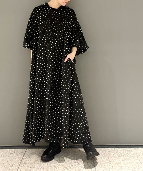 journal standard luxe ドット柄ロングワンピース JOURNAL STANDARD LUXE（ジャーナルスタンダード ラックス