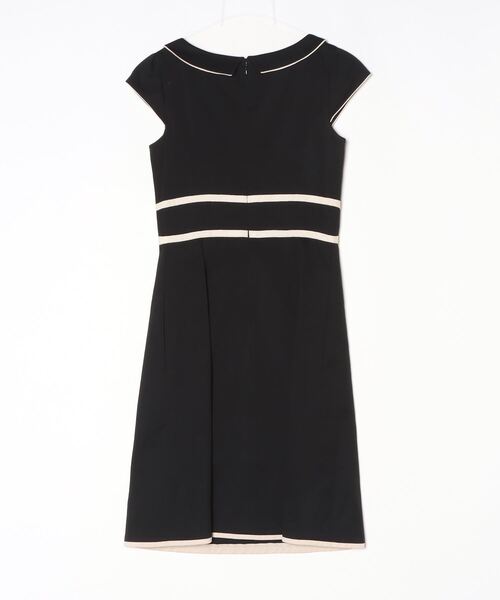 【中古】未使用品 トッカ TOCCA ワンピース フレンチスリーブ ミディ丈 ストレッチ パイピング 総柄 黒 ベージュ 00 TOCCA（トッカ） ノースリーブワンピース 0 ブラック レディース