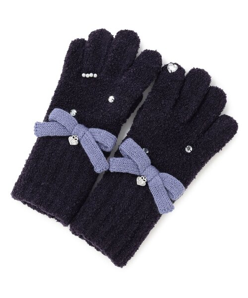 mezzo piano 手袋 リボン マシュマロニット 手袋 キッズ 子供 女の子