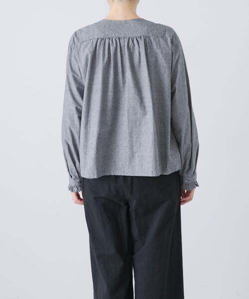 かぐれ ブラウス シャツ コットンシルクフリルブラウス レディース