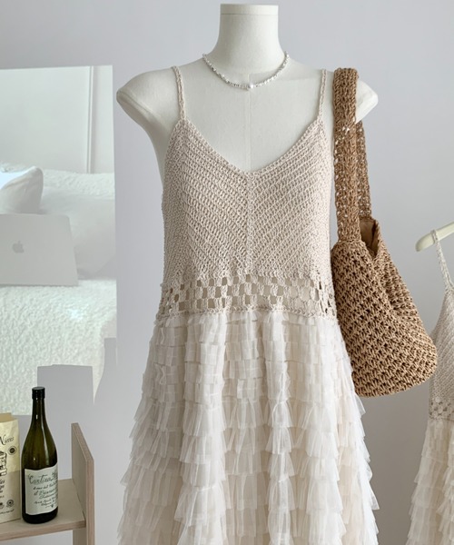 「DIAVEL」 キャミソールワンピース M ベージュ レディース_画像5