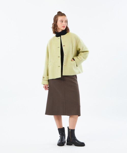 23AW マッキントッシュフィロソフィー　ノーカラーコート　ショートコート MACKINTOSH PHILOSOPHY（マッキントッシュフィロソフィー） ノーカラー