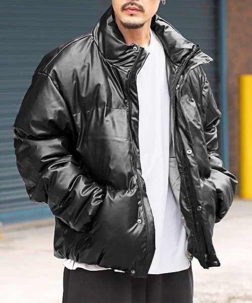 LUXSTYLE（ラグスタイル） ブルゾン アウター PUレザースタンド中綿