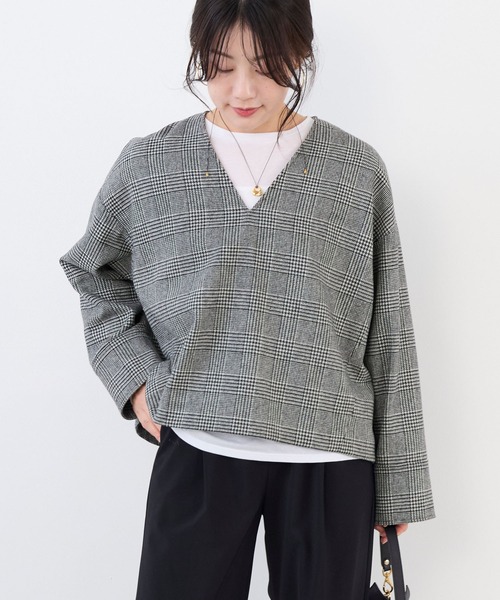 MICA&DEAL（マイカアンドディール） ブラウス シャツ ツイードVネック