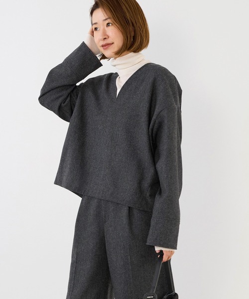 MICA&DEAL（マイカアンドディール） ブラウス シャツ ツイードVネック