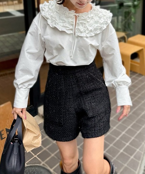 パンツ ツイードショートパンツ「低身長・小柄女性向け」 レディース_2