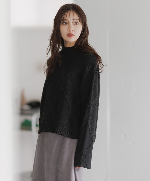 Andemiu（アンデミュウ） ニット セーター アーガイルガラハイネック