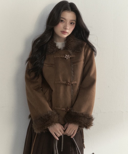 SunsetPark ムートンコート ボアコート フェイクスエードジャケット