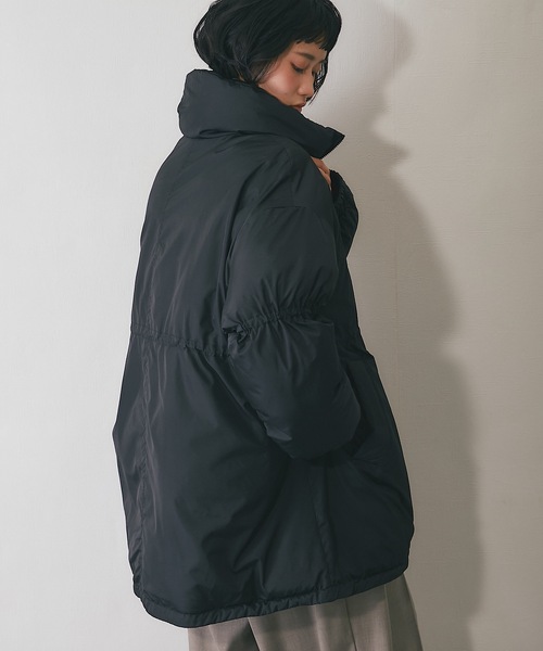 中綿ダウンコート/バルーン袖/エコロングダウンコート/黒ブラック/S ダウンコート ダウンジャケット バルーン袖エコロングダウンコート