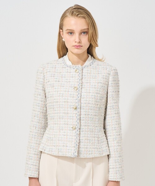 「ANAYI」 ノーカラージャケット 36 ブルー レディース_画像5