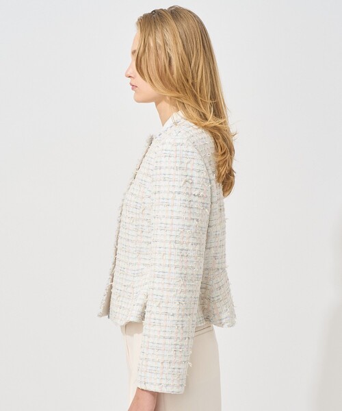 「ANAYI」 ノーカラージャケット 36 ブルー レディース_画像6