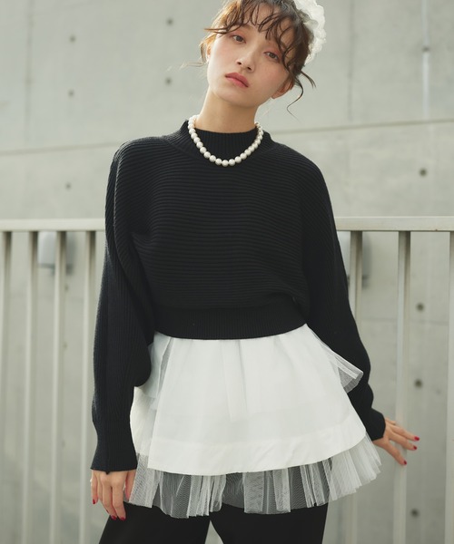 ❤️ナルシス❤️ 袖バルーンニットオフショルブラウス Narcissus（ナルシス） ニット セーター チュールニットプルオーバー