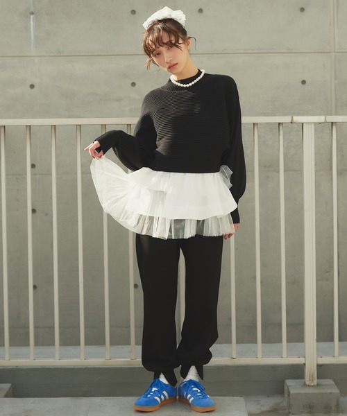 ❤️ナルシス❤️ 袖バルーンニットオフショルブラウス Narcissus（ナルシス） ニット セーター チュールニットプルオーバー