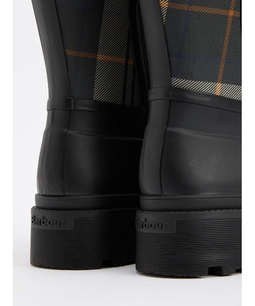 Barbour UK9 ブラック 長靴 ハウスチェック柄ライニング BARBOUR（バブアー） ウィルトン チェルシー ウイリー レインブーツ