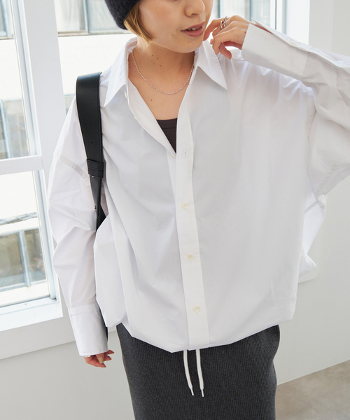 【新品】Spick and Spanホワイトブラックストライプ 長袖Tシャツ ≪WEB限定追加≫フリルカラーストライプシャツ（シャツ/ブラウス