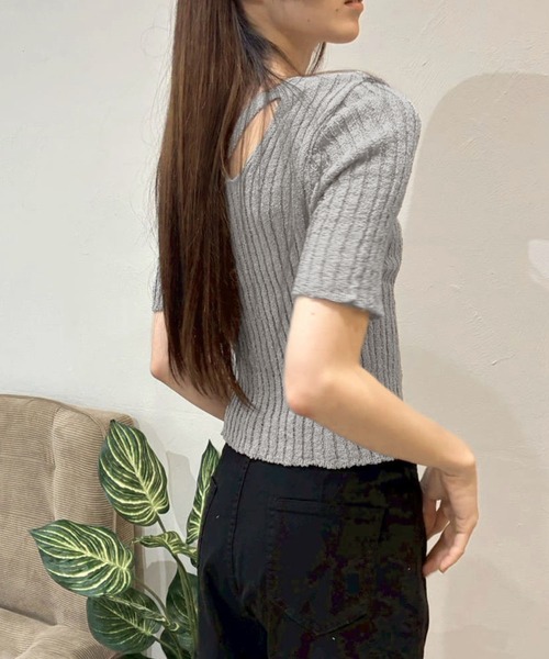 ニット セーター バッククロスデザインサマーニットトップス
