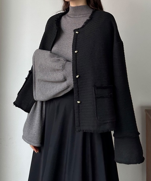 「Louere」 ツイードジャケット LARGE アイボリー レディース_画像2