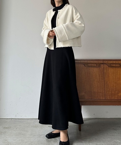 「Louere」 ツイードジャケット LARGE アイボリー レディース_画像8