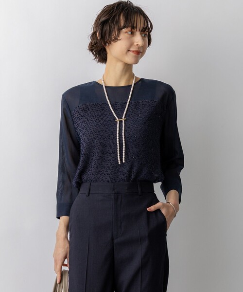 23区（ニジュウサンク） ブラウス シャツ カットジャカードコンビ 