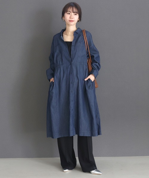 Aletta vita シャツワンピース 4.5ozドロストデニムシャツワンピース