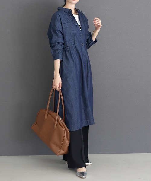Aletta vita シャツワンピース 4.5ozドロストデニムシャツワンピース