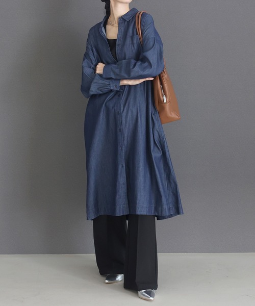 Aletta vita シャツワンピース 4.5ozドロストデニムシャツワンピース