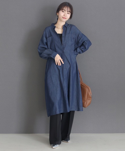 Aletta vita シャツワンピース 4.5ozドロストデニムシャツワンピース