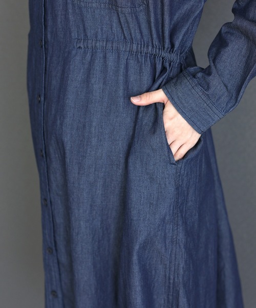 Aletta vita シャツワンピース 4.5ozドロストデニムシャツワンピース