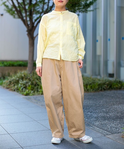 パンツ 「D.M.G / ディーエムジー」 ツイル サイドプリーツパンツ レディースの画像