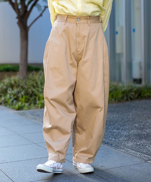 パンツ 「D.M.G / ディーエムジー」 ツイル サイドプリーツパンツ レディースの画像