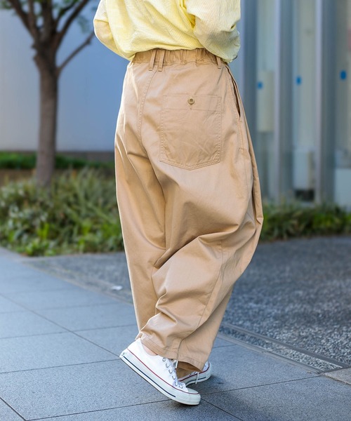 パンツ 「D.M.G / ディーエムジー」 ツイル サイドプリーツパンツ レディースの画像