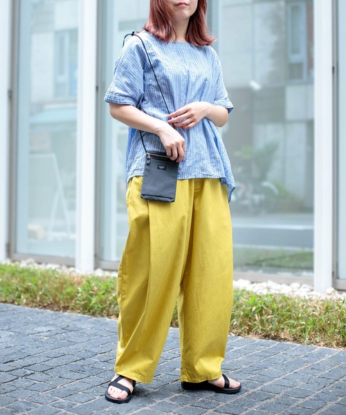 パンツ 「D.M.G / ディーエムジー」 ツイル サイドプリーツパンツ レディースの画像