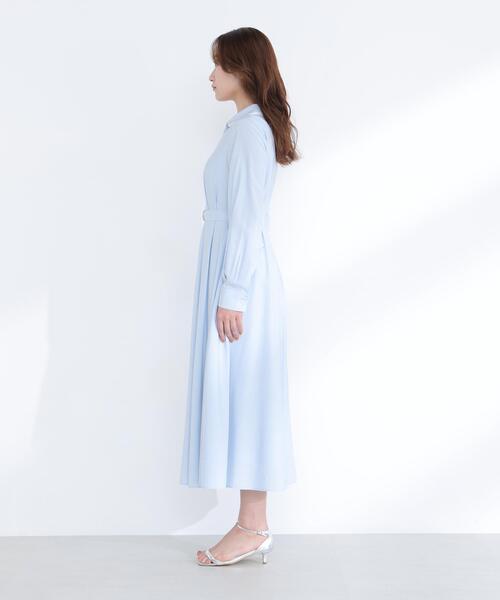 未使用♡ヌキテパ　コットンシャツワンピース　ノーカラー　水色 NATURAL BEAUTY BASIC（ナチュラルビューティーベーシック） シャツ