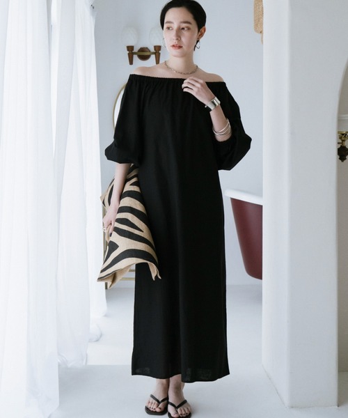 「DOUX ARCHIVES」 長袖ワンピース FREE ブラック レディース_画像3