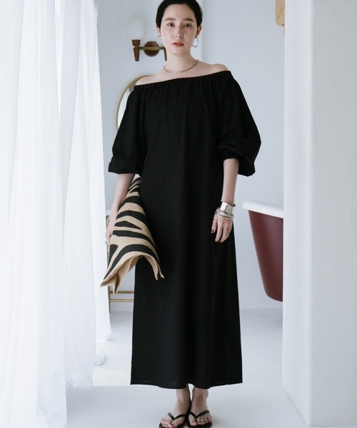 「DOUX ARCHIVES」 長袖ワンピース FREE ブラック レディース_画像4