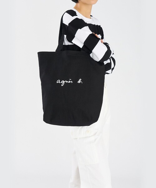 agnes b.(アニエスベー) トートバッグ ロゴ コットン リバーシブル agnes b.(アニエスベー) トートバッグ ロゴ コットン リバーシブル