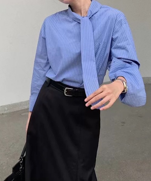 「SMILE ORCHID」 長袖ブラウス M グレー レディース_画像2