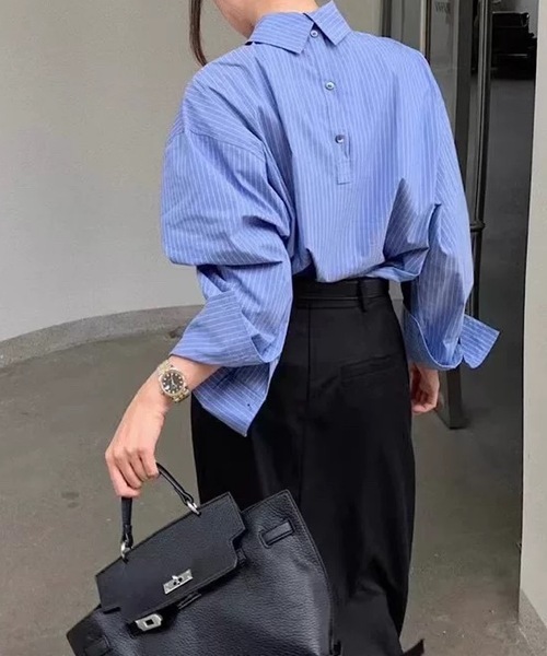 「SMILE ORCHID」 長袖ブラウス M グレー レディース_画像3