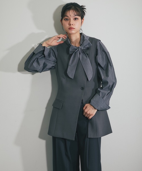 「SMILE ORCHID」 長袖ブラウス M グレー レディース_画像6