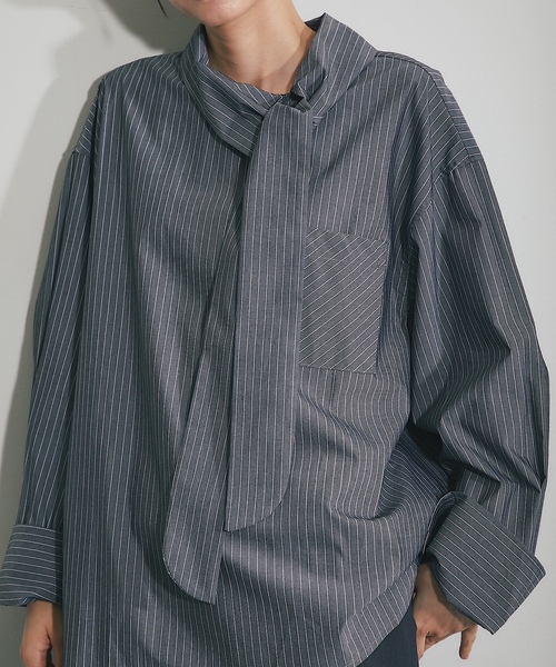 「SMILE ORCHID」 長袖ブラウス M グレー レディース_画像9