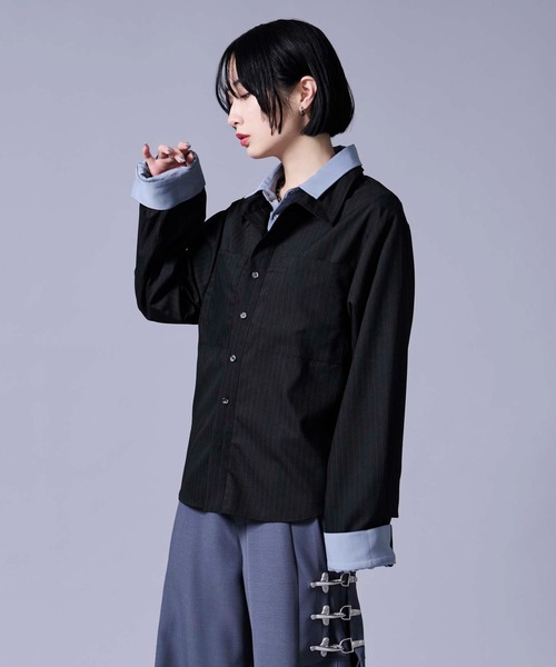 Ellno Loset（エルノロゼット） シャツ レイヤードスタイルストライプ