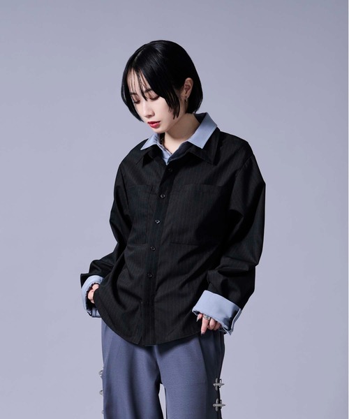 Ellno Loset（エルノロゼット） シャツ レイヤードスタイルストライプ