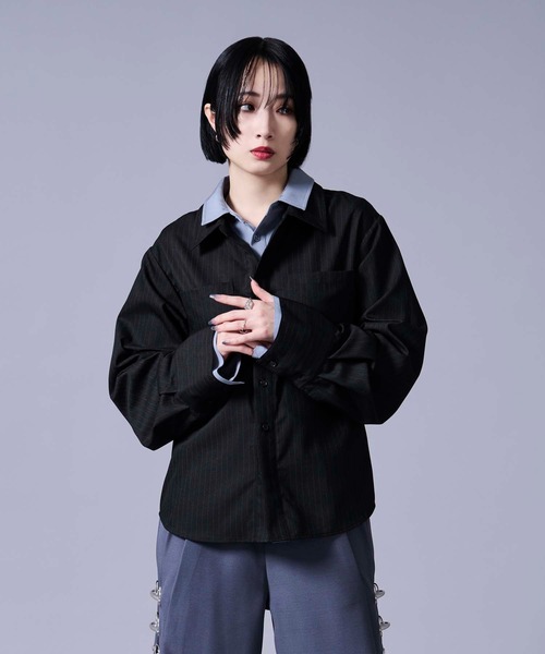 Ellno Loset（エルノロゼット） シャツ レイヤードスタイルストライプ 