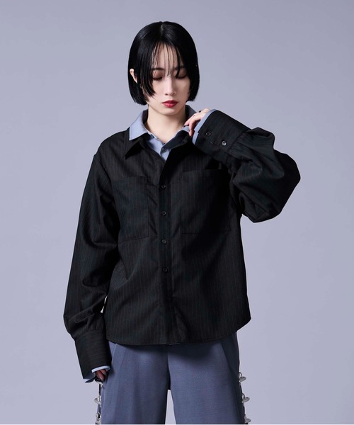 Ellno Loset（エルノロゼット） シャツ レイヤードスタイルストライプ