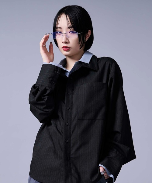 Ellno Loset（エルノロゼット） シャツ レイヤードスタイルストライプ