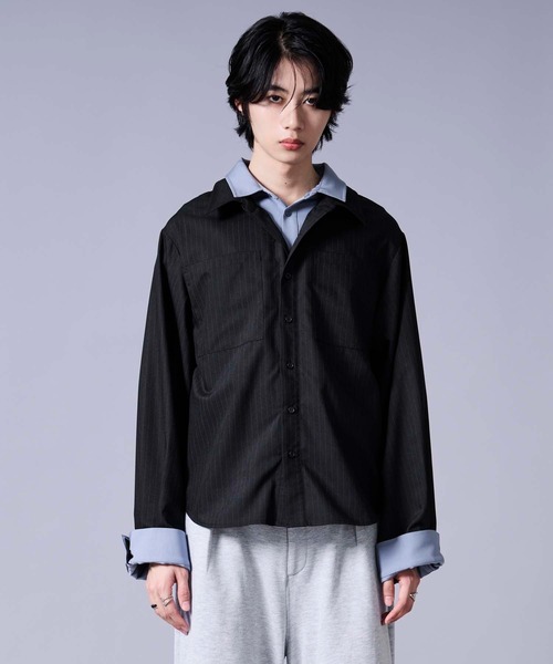 Ellno Loset（エルノロゼット） シャツ レイヤードスタイルストライプ 