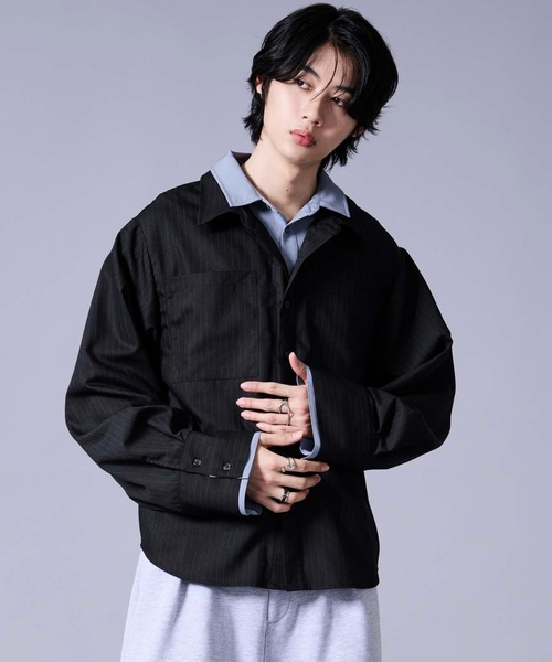 Ellno Loset（エルノロゼット） シャツ レイヤードスタイルストライプ