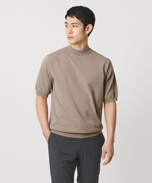 tシャツ ショートスリーブ モックネック ニットTシャツ UA COZY ウォッシャブル 抗菌防臭 メンズの画像