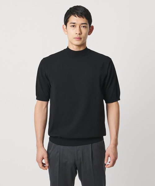 tシャツ ショートスリーブ モックネック ニットTシャツ UA COZY ウォッシャブル 抗菌防臭 メンズの画像
