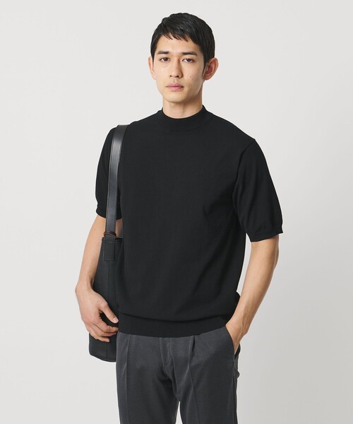 tシャツ ショートスリーブ モックネック ニットTシャツ UA COZY ウォッシャブル 抗菌防臭 メンズの画像
